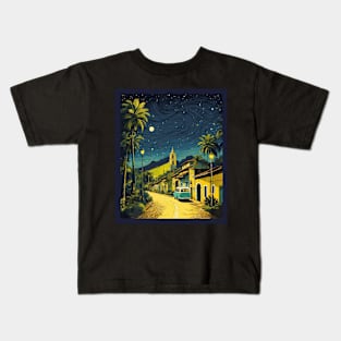 Pernambuco Brazil Starry Night Vintage Tourism Travel Poster Art Kids T-Shirt